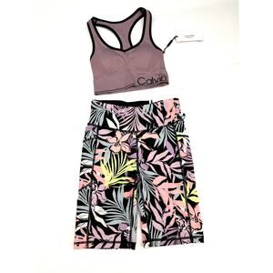 DKNY / Calvin Klein Workout Gym bike Shorts and Sports Bra  Multicolor XS NWT